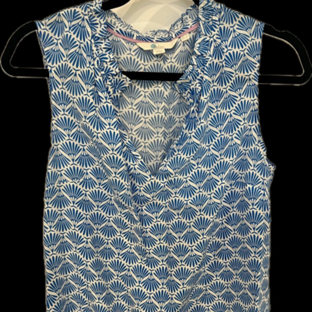 Boden blue and white geometric sleeveless tank size 6